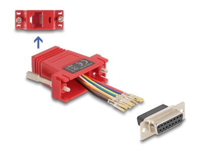 Delock D-Sub 15 pin female to RJ45 female Assembly Kit red