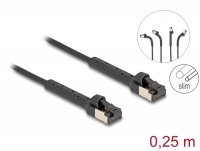 Delock RJ45 Slim Network Cable Cat.8.1 U/FTP angled up to 40 Gbps black 0.25 m