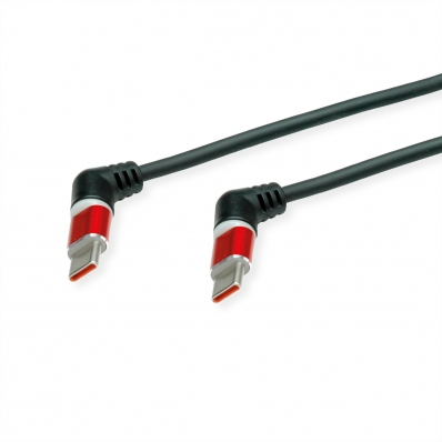 ROLINE 360° Rotation USB 2.0 Cable, C - C, M/M, 60W, Red Black, 2 m