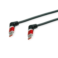 ROLINE 360° Rotation USB 2.0 Cable, C - C, M/M, 60W, Red Black, 1 m