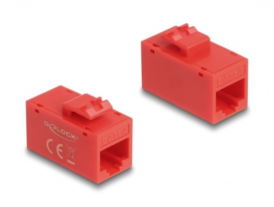 Delock Keystone Module RJ45 jack to RJ45 jack Cat.6A UTP red