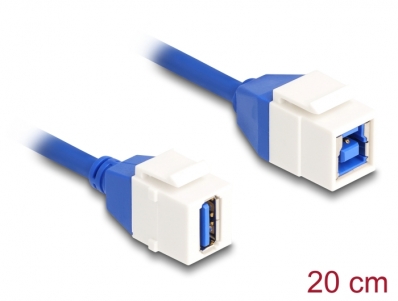 Delock Keystone Module Cable USB 5 Gbps Type-A female to USB Type-B female 20 cm blue