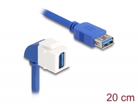 Delock Keystone Module Cable USB 5 Gbps Type-A female to USB Type-A female 90° angled 20 cm blue