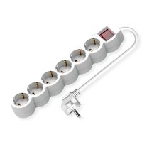 VALUE Power Strip, 6-way, with illuminated Switch, white, 3 m