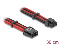 Delock Extension Cable 8 pin EPS male to 4 + 4 pin EPS female textile shielding red-black 30 cm