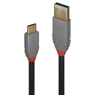 LINDY USB 3.2 Typ A an C Kabel, 5A PD, Anthra Line 3m