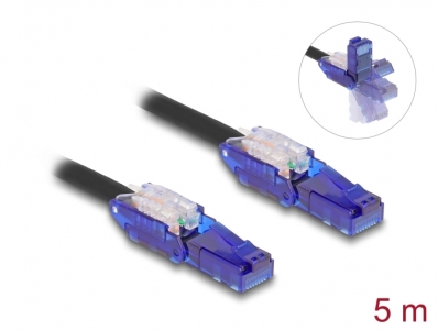 Delock RJ45 Network Cable Cat.6 UTP with 180° angled plugs black 5 m