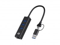 CONCEPTRONIC Adapter USB3.0-> RJ45,3xUSB3.0,TypC Ad 0.15m sw