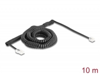 Delock Telephone Cable / Coiled Cable RJ11 plug to RJ45 plug black 10 m