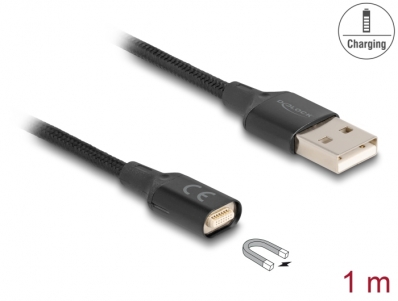 Delock Magnetic USB Charging Cable black 1 m