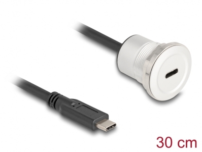 Delock USB 10 Gbps Type-C™ built-in female with cable plug 30 cm aluminium