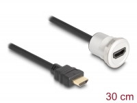 Delock HDMI built-in female 8K 60 Hz with cable plug 30 cm aluminium