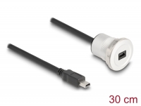 Delock USB 2.0 Mini-B built-in female with cable plug 30 cm aluminium