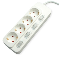 VALUE Power Strip, 4-way, with individual switches, white, 6 m