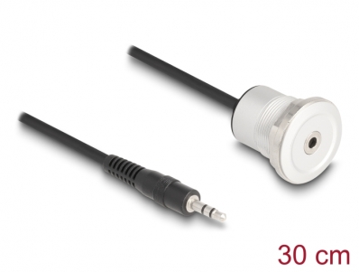 Delock Stereo 3.5 mm 3 pin built-in female with cable male 30 cm aluminium