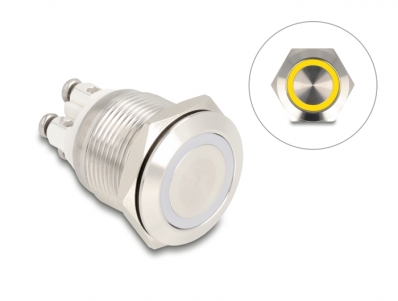 Delock Push Button for Installation 19 mm 4 x Screw Terminal LED yellow