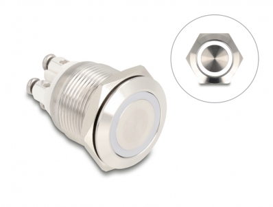 Delock Push Button for Installation 19 mm 4 x Screw Terminal LED white