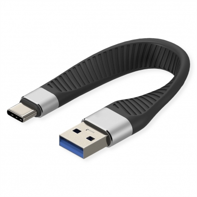 ROLINE USB 3.2 Gen 2 Silicone Cable, C-A, M/M, black, 11 cm