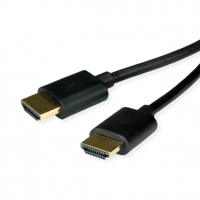 ROLINE HDMI High Speed Cable + Ethernet, Ultra Slim, M/M, black, 3 m