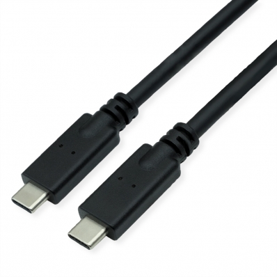 ROLINE Cable USB 3.2 Gen2 Compatible, PD (Power Delivery) 85W, with Emark, C-C, M/M, black, 7 m