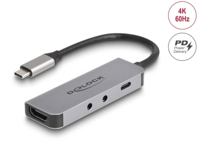 Delock USB Type-C™ Adapter to HDMI 4K 60 Hz and Headset and Microphone port + USB Type-C™ PD 95 W