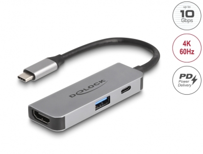 Delock USB Type-C™ Adapter to HDMI 4K 60 Hz with USB Type-A and USB Type-C™ PD 95 W