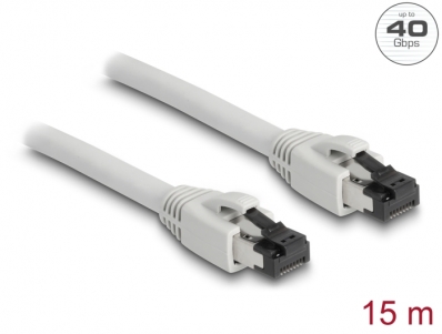 Delock RJ45 Network Cable Cat.8.1 S/FTP 15 m up to 40 Gbps grey