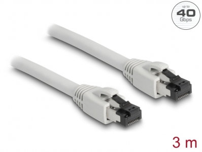 Delock RJ45 Network Cable Cat.8.1 S/FTP 3 m up to 40 Gbps grey