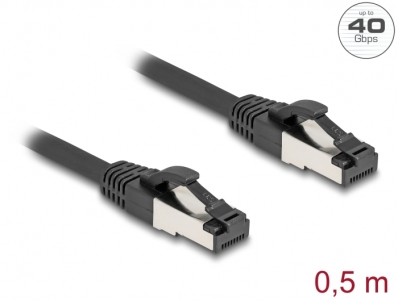 Delock RJ45 Network Cable Cat.8.1 S/FTP 0.5 m up to 40 Gbps black