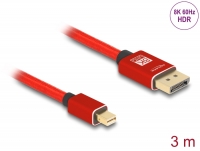 Delock Mini DisplayPort to DisplayPort cable 8K 60 Hz 3 m red metal without latch