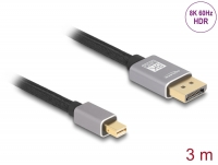 Delock Mini DisplayPort to DisplayPort cable 8K 60 Hz 3 m grey metal without latch