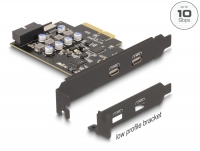 Delock PCI Express x4 Card to 2 x external USB Type-C™ + 1 x internal USB 10 Gbps Type-E Key A and 1 x 19 pin USB pin header mal