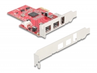 Delock PCI Express x1 Card to 2 x external FireWire B + 1 x external FireWire A - Low Profile Form Factor