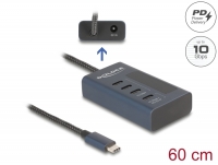 Delock USB 10 Gbps Hub with 4 USB Type-C™ Ports thereof 3 x Data Port + 1 x Data and PD 20 Watt with power indicator