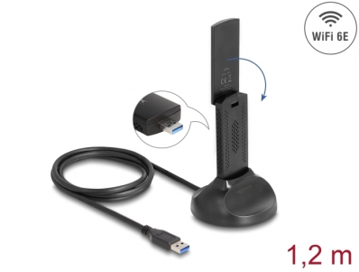 Delock Wi-Fi 6E Dual Band WLAN USB Adapter AX5400 (2 x 2402 + 574 Mbps)