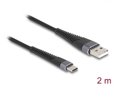 Delock USB 2.0 Cable USB Type-A male to USB Type-C™ male with extended bend protection 2 m