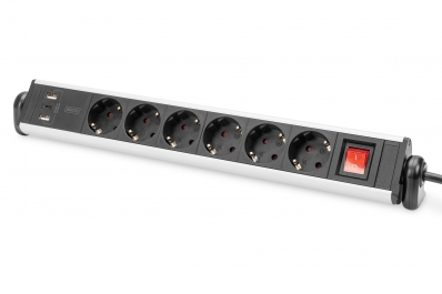 Digitus 6-way office power strip with 3x USB ports