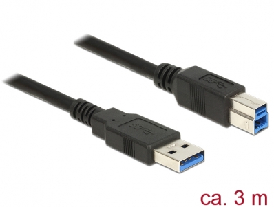 Delock Cable USB 3.0 Type-A male > USB 3.0 Type-B male 3.0 m black