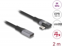 Delock USB 20 Gbps extension cable angled left / right USB PD 3.1 Extended Power Range 240 W 2 m