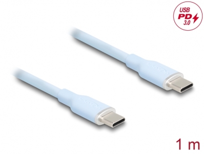 Delock USB 2.0 Cable USB Type-C™ male to male PD 3.0 60 W 1 m blue Silicone