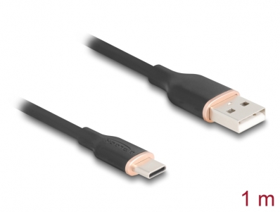 Delock USB 2.0 Cable USB Type-A male to USB Type-C™ male 1 m black Silicone