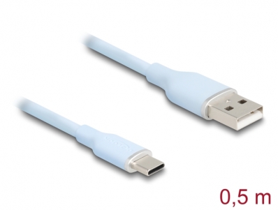 Delock USB 2.0 Cable USB Type-A male to USB Type-C™ male 0.5 m blue Silicone