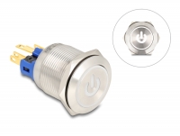 Delock Push Switch for Installation 22 mm 6 x solder connection LED white power symbol + ring