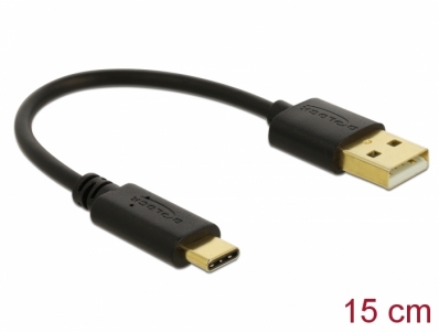 Delock USB Charging Cable Type-A to USB Type-C™ 3 A 15 cm