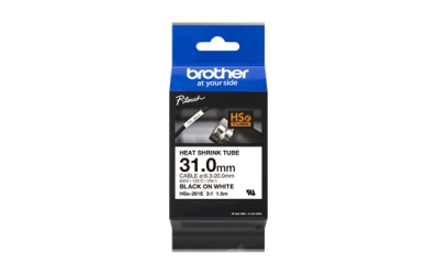 Schrumpfschlauchkassette Brother 31,0mm weiß/schwarz HSE261E