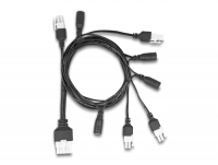 Delock Cable Mini-Fit 4.2 mm 10 pin male to 4 x DC 5.5 x 2.5 mm female and 4 x Mini-Fit 4.2 mm 2 pin male 1 m black