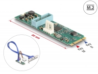 Delock Converter M.2 Key B+M male to 2 x USB 5 Gbps Type-A female with 50 cm cable