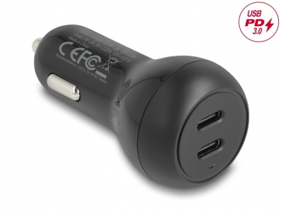 Delock Car Charger 2 x USB Type-C™ PD 3.0 with 40 W