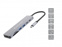 CONCEPTRONIC Dock USB-C->HDMI,2xUSB-C,SD,TF,100WPD 25cm gr