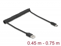 Delock USB 2.0 Coiled Cable USB Type-A male to USB Type-C™ male 0.45 m to 0.75 m black